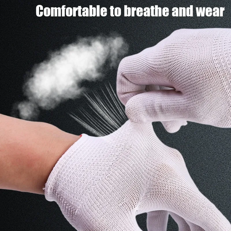 Wear Resistant Work Glove Prevent Cuts Elastic Nylon Knitted Gloves Men Women Daily Working Sweat Absorbing Breathable Mittens