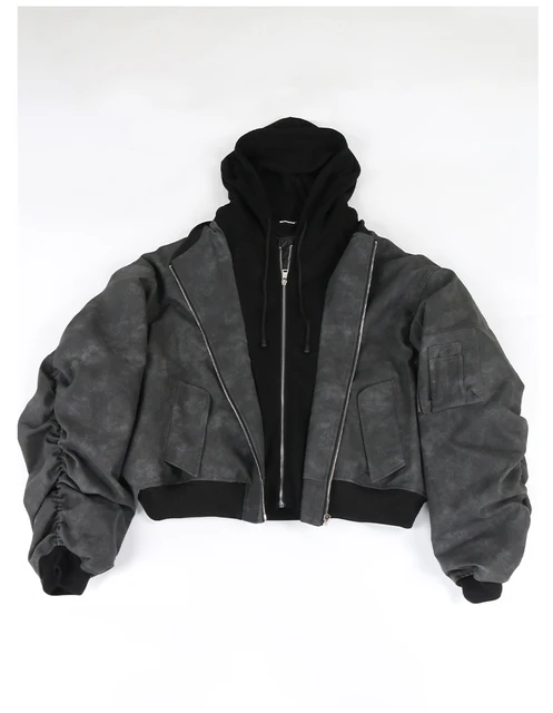 Nerazzurri Autumn Winter Oversized Distressed Pu Leather Nerazzurri Autumn Winter Oversized Distressed Pu Leather