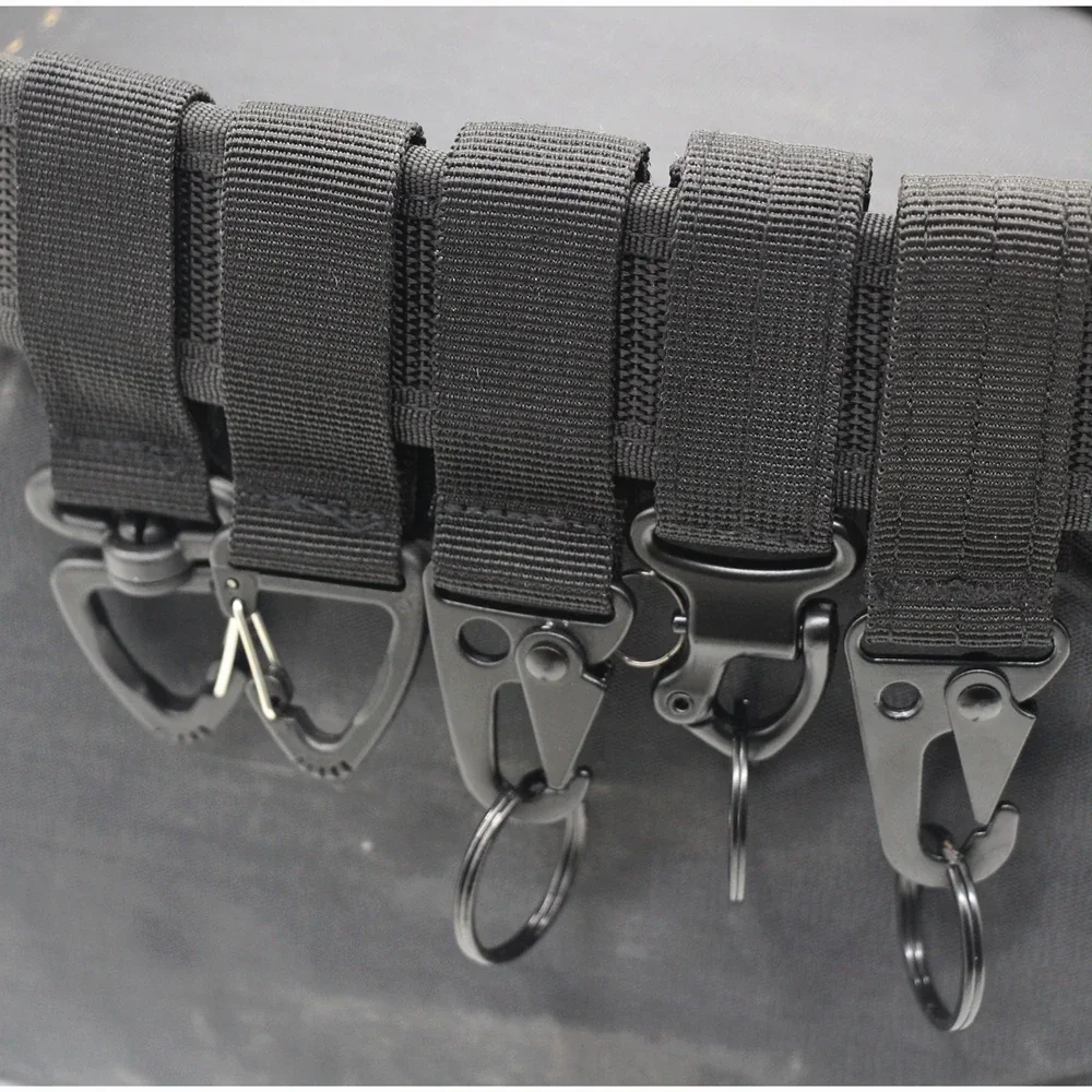 2 pieces/set Tactical Molle Keyring Gear Keychain Nylon Belt Molle Webbing Keychain Belt Bags Backpack Camping Hunting