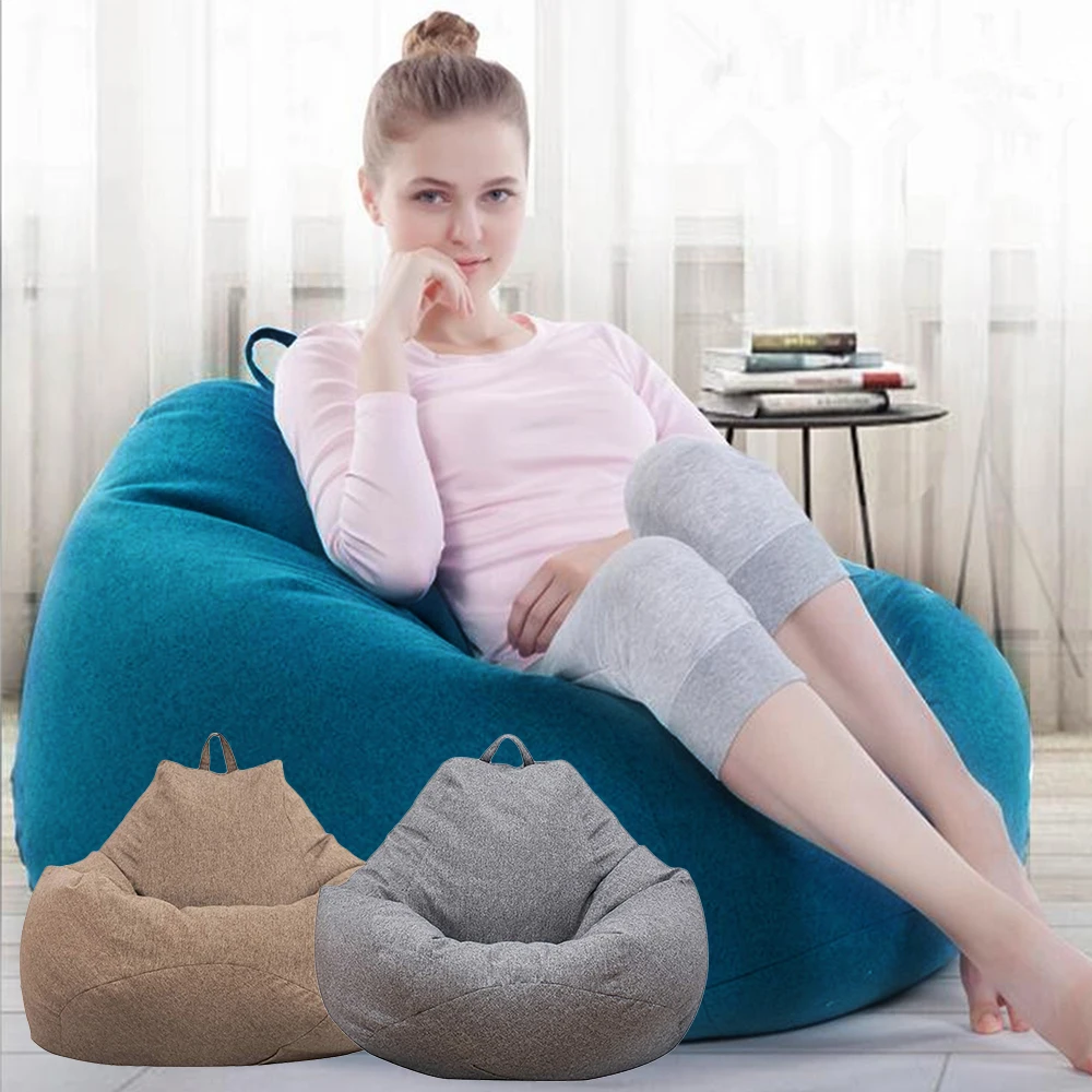 Cotton Linen Bean Bag Cover for Adults Large Lazy Sofa Chair