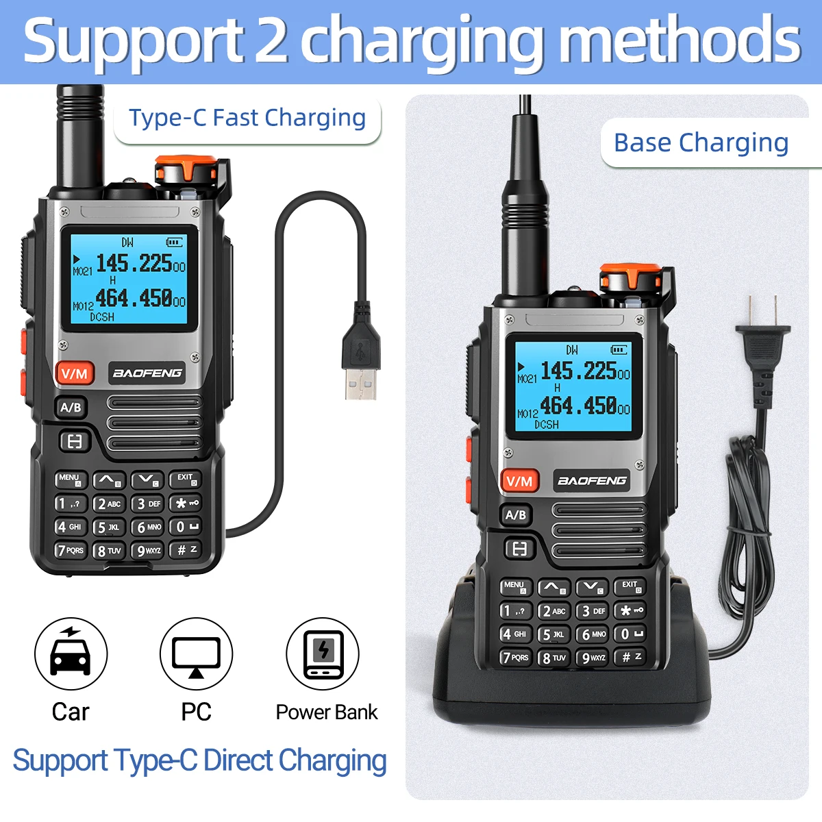 Baofeng UV-K61 Long Range Walkie Talkie Wireless Copy Frequency Type-C Charger UHF VHF DTMF FM NOAA UV-5R Upgraded UV-K6 Radio 5