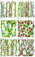  Simulated small rose vine long vine silk flower artificial flower roof heating pipe decorative artificial flower chain 