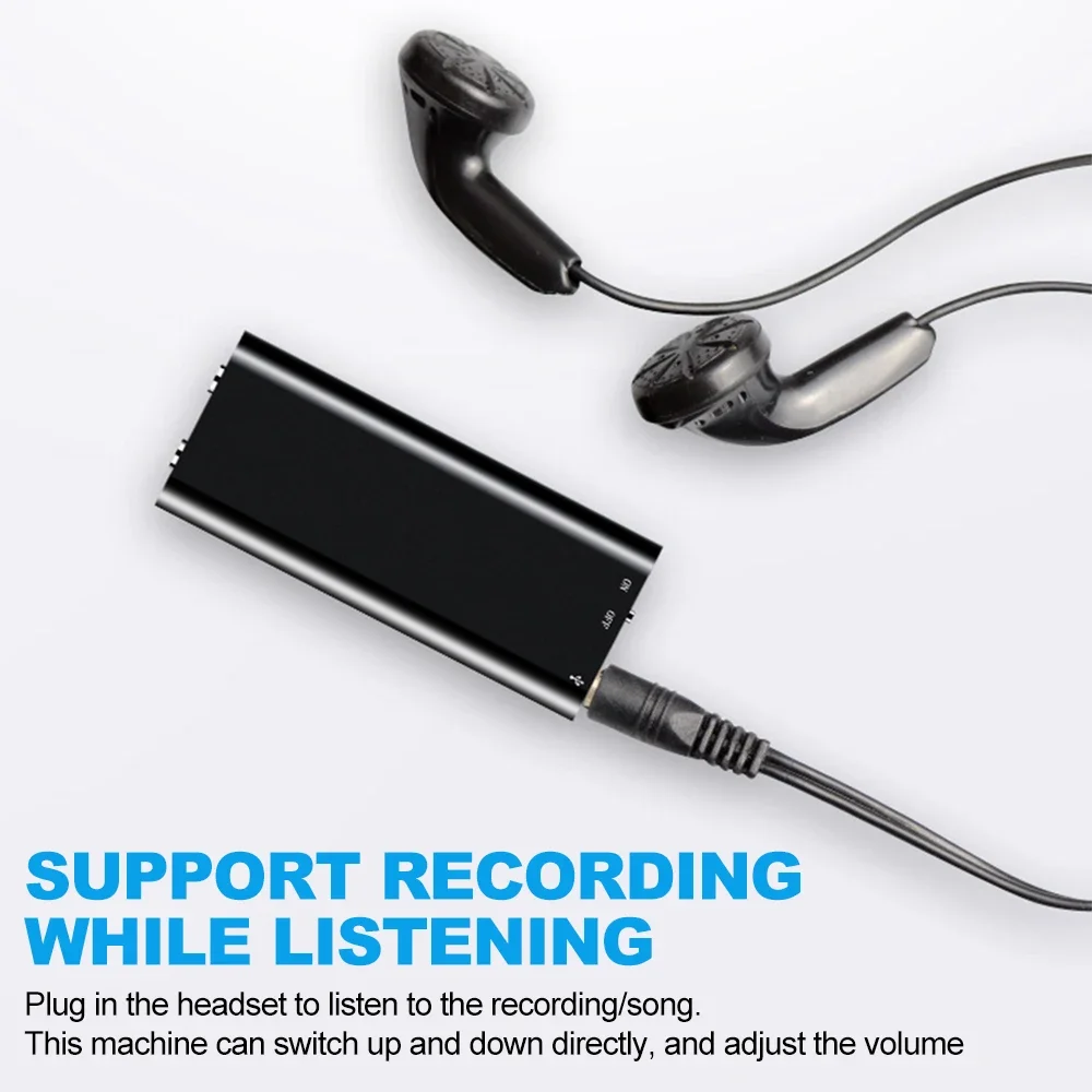 Mini 8GB voice recorder digital audio mini dictaphone record MP3 player USB pen voice activated recording WAV with earphones