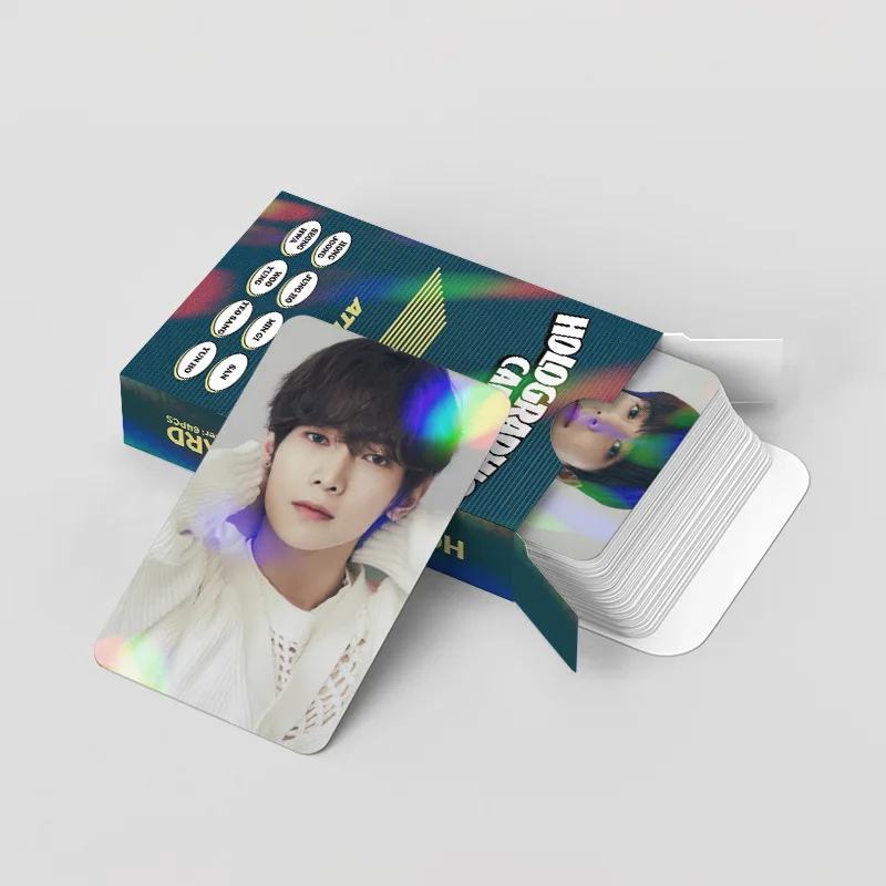 124pcs/set KPOP ATEEZ Lomo Cards Lasers Photo Album Stickers HD Double Sided Photocard JongHo Yunho YEOSANG San Fans Gift