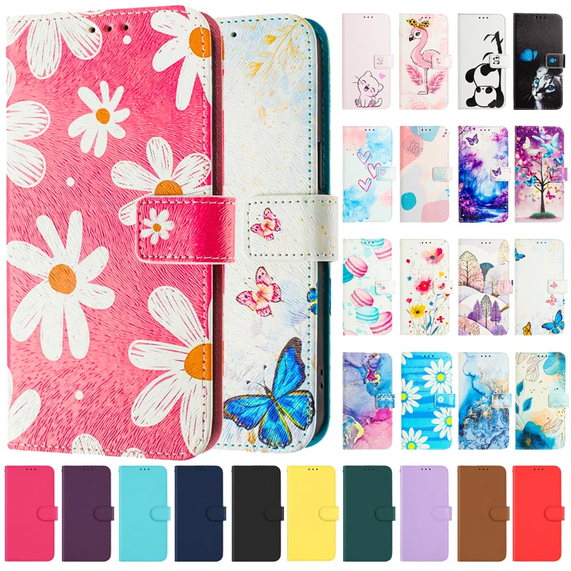 Premium Floral Leather Flip Wallet Case - Luxury Protective Cover