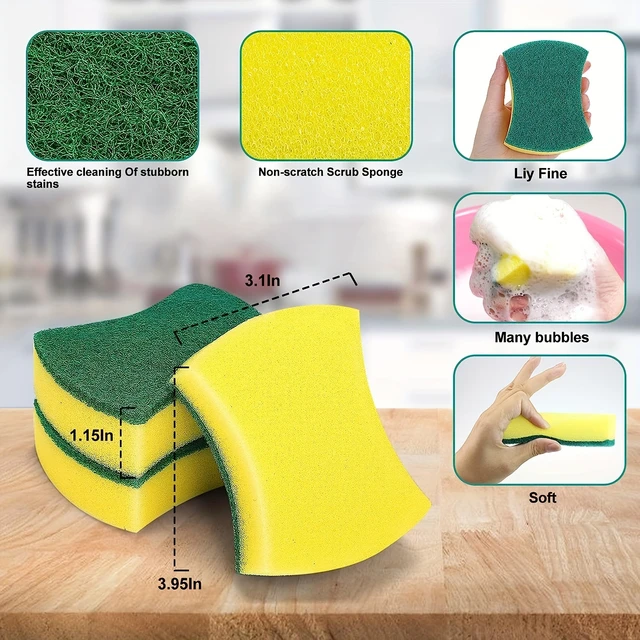 Kitchen Cleaning Sponges Eco Non-Scratch for Dish,Scrub Sponges Pack of 10  New