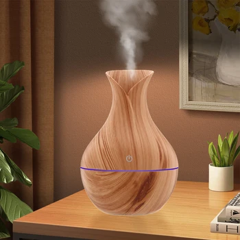 Wood Grain Vase 200ml Air Humidifier Essential Oil Diffuser Cool Mist Humidifier Aromatherapy Diffuser for Home Office Bedroom 1