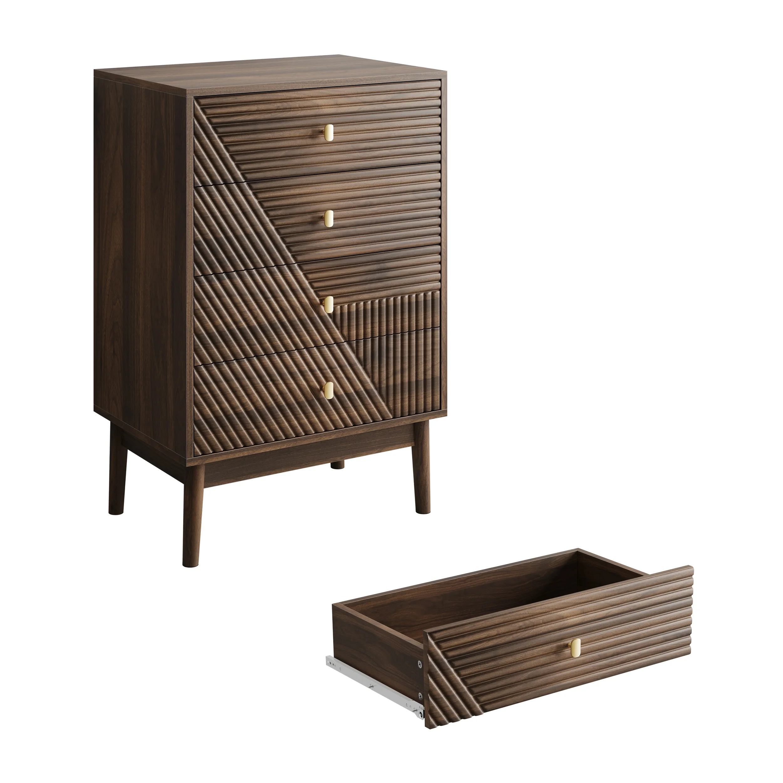 4-Schubladen-Kommode Moderner Kleiderschrank Holz-Aufbewahrungsschrank Schminktisch Aufbewahrungsschrank für Wohnzimmer Schlafzimmer Flur – Detail 11