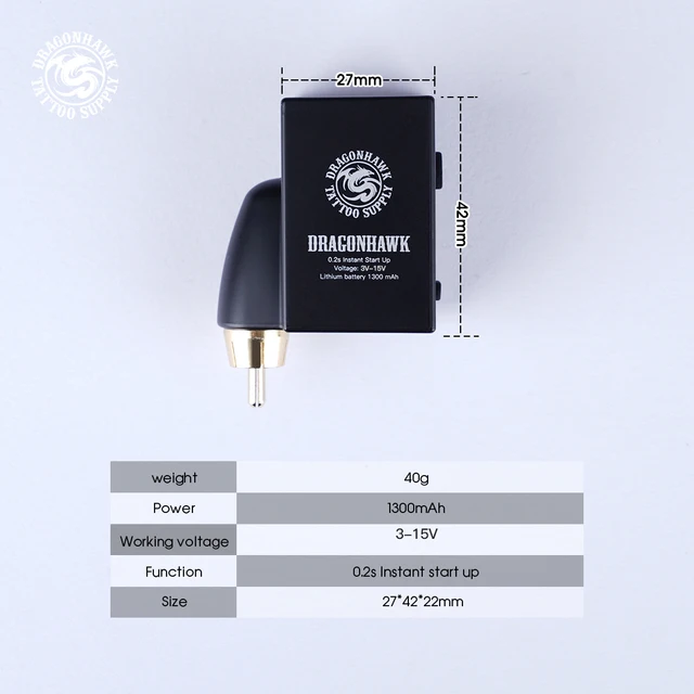 Dragonhawk New LCD Mini Wireless Battery Power for Tattoo Pen Machine RCA Cord Permanent Makeup Power Supply Supplies 2