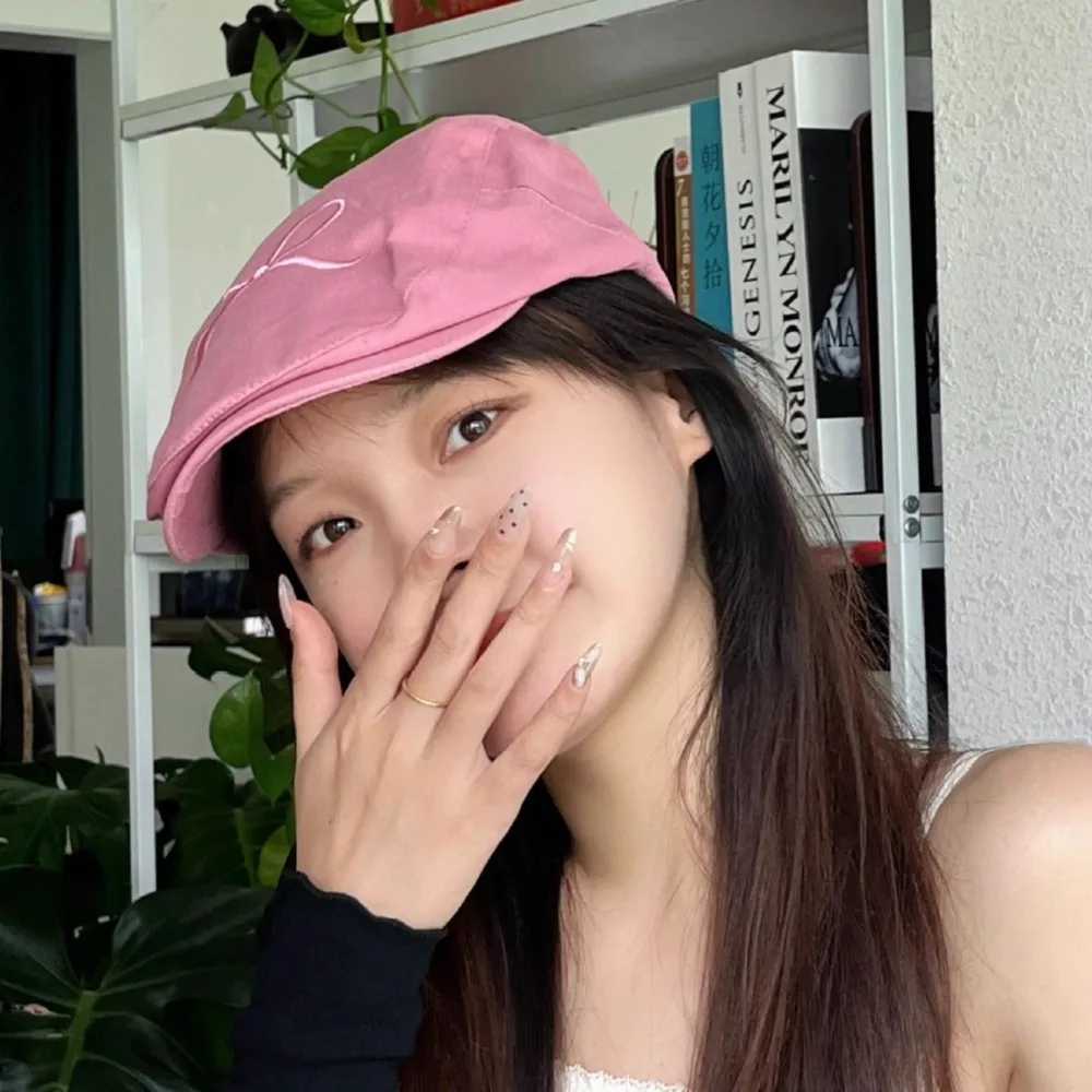 Painter Hat Y2K Berets Cap Cotton 54-59cm Newsboy Cap Big Head Circumference Rough Edge Women Artist Hat School