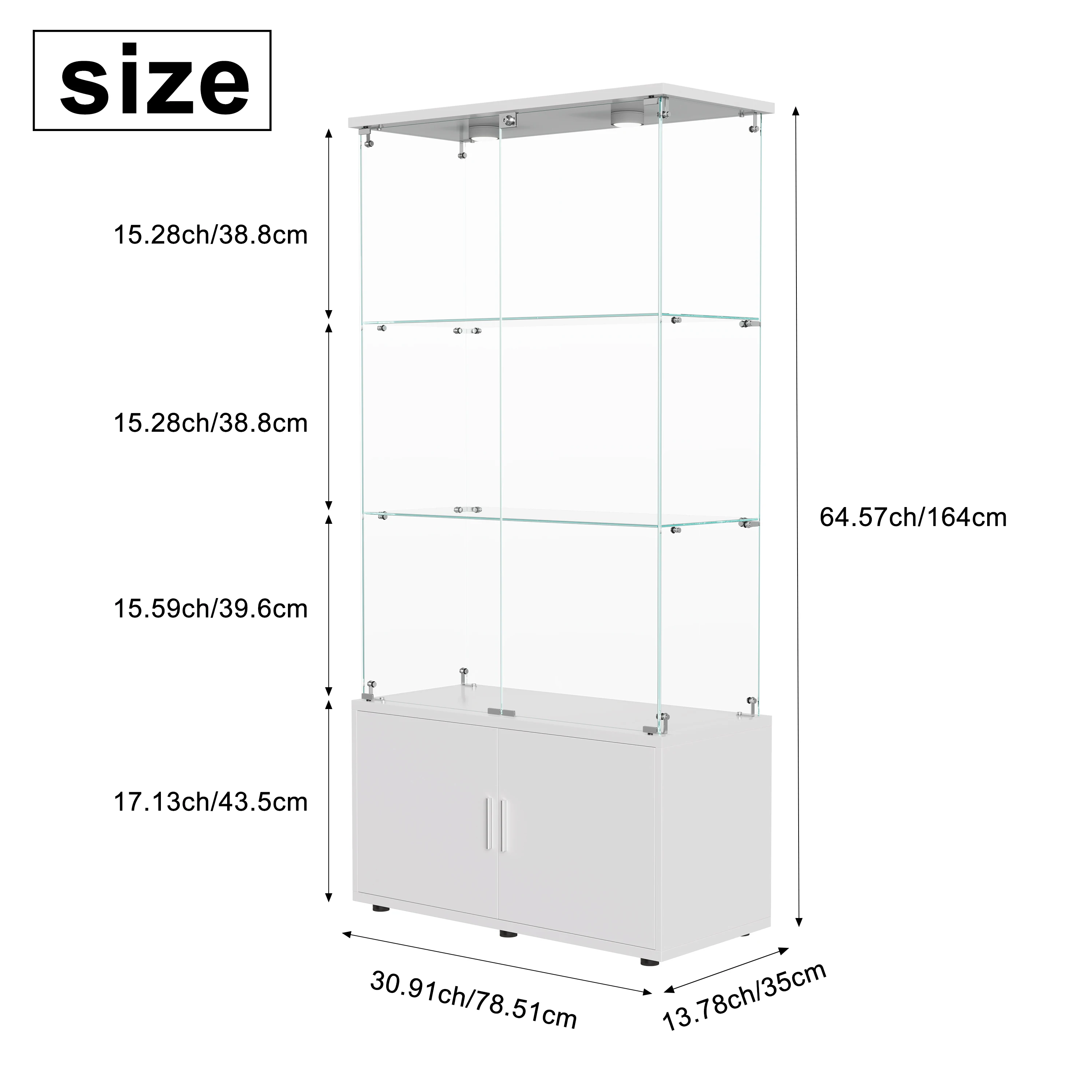 Rosahqnda Glasvitrine mit LED-Beleuchtung, 4 Ebenen & 2 abschließbare Türen, moderner Holzschrank für Sammlervitrinen – Detail 2