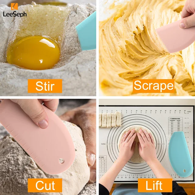 Silicone Dough Scraper, Bowl Scraper, Flexible Multipurpose Kitchen Pastry Cutter Tool, Dough Cutter for Bread Dough Cake 6