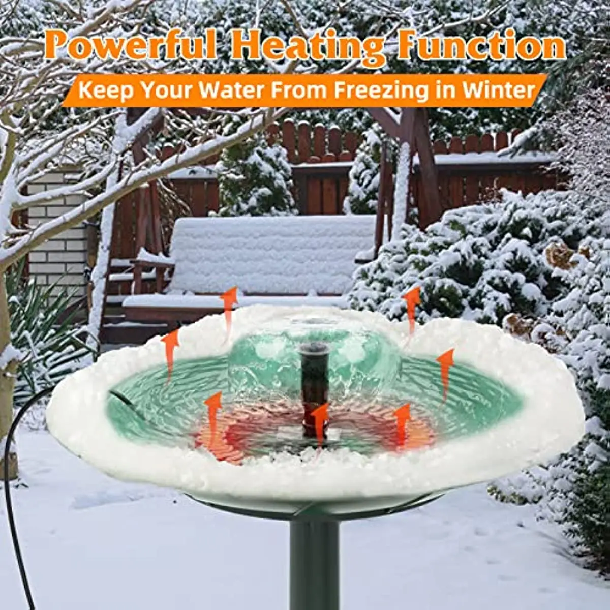 AISITIN Bird Bath Heater with Fountain Pump for Outdoors in Winter Thermostatic Control Birdbath