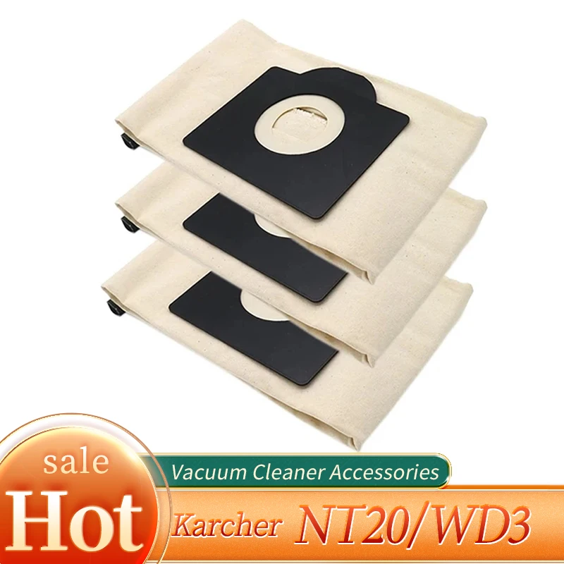 Vacuum Cleaner Washable Cloth Dust Bags For Karcher NT20 WD3 MV3
