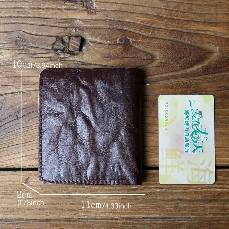 NZPJ Retro Genuine Leather Men's Wallet Natural Top Layer Cowhide Wallet Vertical Women's Wallet Bank Card Bag