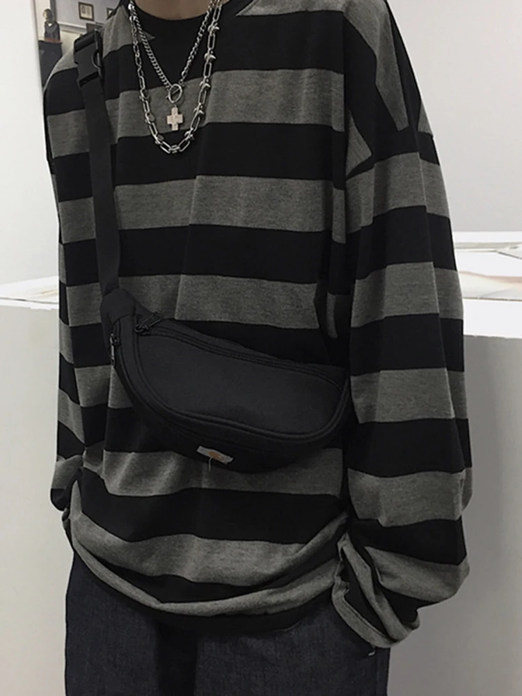 tシャツ Stripes loose long sleeve レディース Women Long Sleeve Striped T-Shirts Loose Fit Long Sleeve