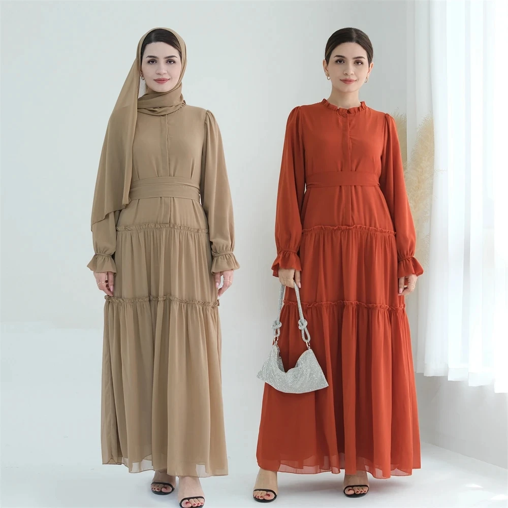

Новинка 2024, однотонное длинное платье, мусульманские женские скромные платья, одежда в мусульманском стиле, Рамадан, элегантное женское платье, Яркая юбка, Ид аль-Адха