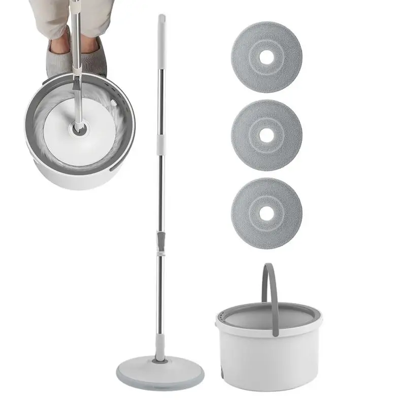 

Spin Mop And Bucket With Water Wringer Reusable Pads, Foot Pedal Spinning Mopping Bucket For Cleaning Hardwood Self-Washing
