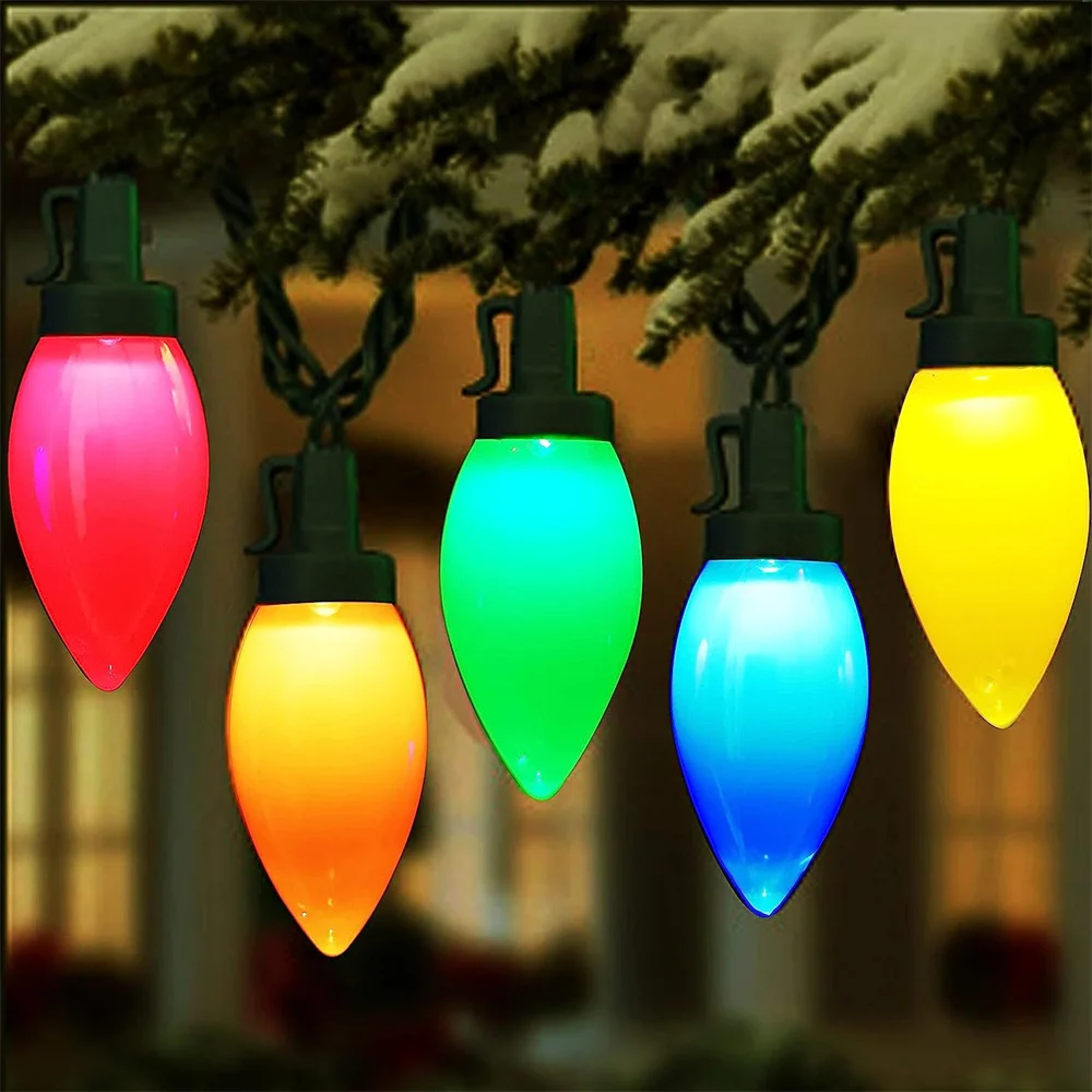 

Battery/Solar Powered LED Strawberry Fairy String Outdoor Waterproof RGB C9 Christmas Garland Light for Tree Wedding Party Home