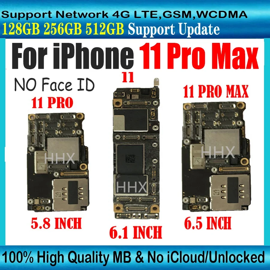 Original Unlocked For iPhone 11 / 11 Pro Motherboard With Face ID Mainboard Clean iCloud For iPhone Pro Full Chips Plate iphone motherboard mobile motherboard cell phone parts