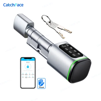 Catchface 조절 가능한 TTLock 앱 비밀번호 RFID 카드, 유로 실린더 잠금, 스마트 도어락, 디지털 키리스, 알렉사 교체, S1 프로