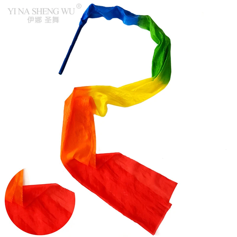 

2M 3M 4M Colorful Gym Ribbons Dance Rayon Silk Ribbon Rhythmic Art Gymnastics Ballet Props Rod with Rainbow Rayon Silk Veil