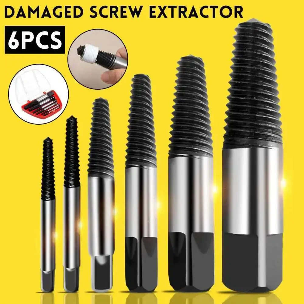 

6Pcs/set Damaged Screw Extractor Easy Out Broken Screw Bolt Guide Remover Kit