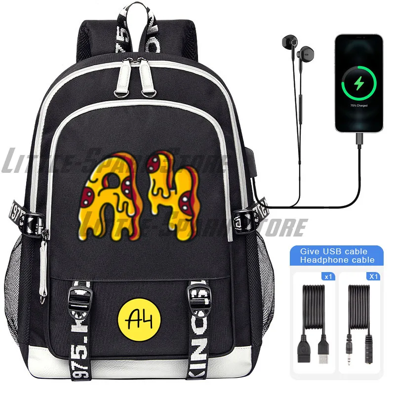 

Cartoon а4 мерч Lamba Children Backpack NEW USB Пицца А4 Boy Girl School bag Large Capacity Teenage Children Students Schoolbag