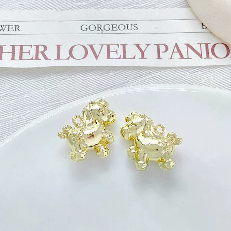2Pcs/lot Cute Zinc Alloy Double-sided Running Horse Pendant Charms For DIY Handmade Necklace Bracelet Earrings Accessories