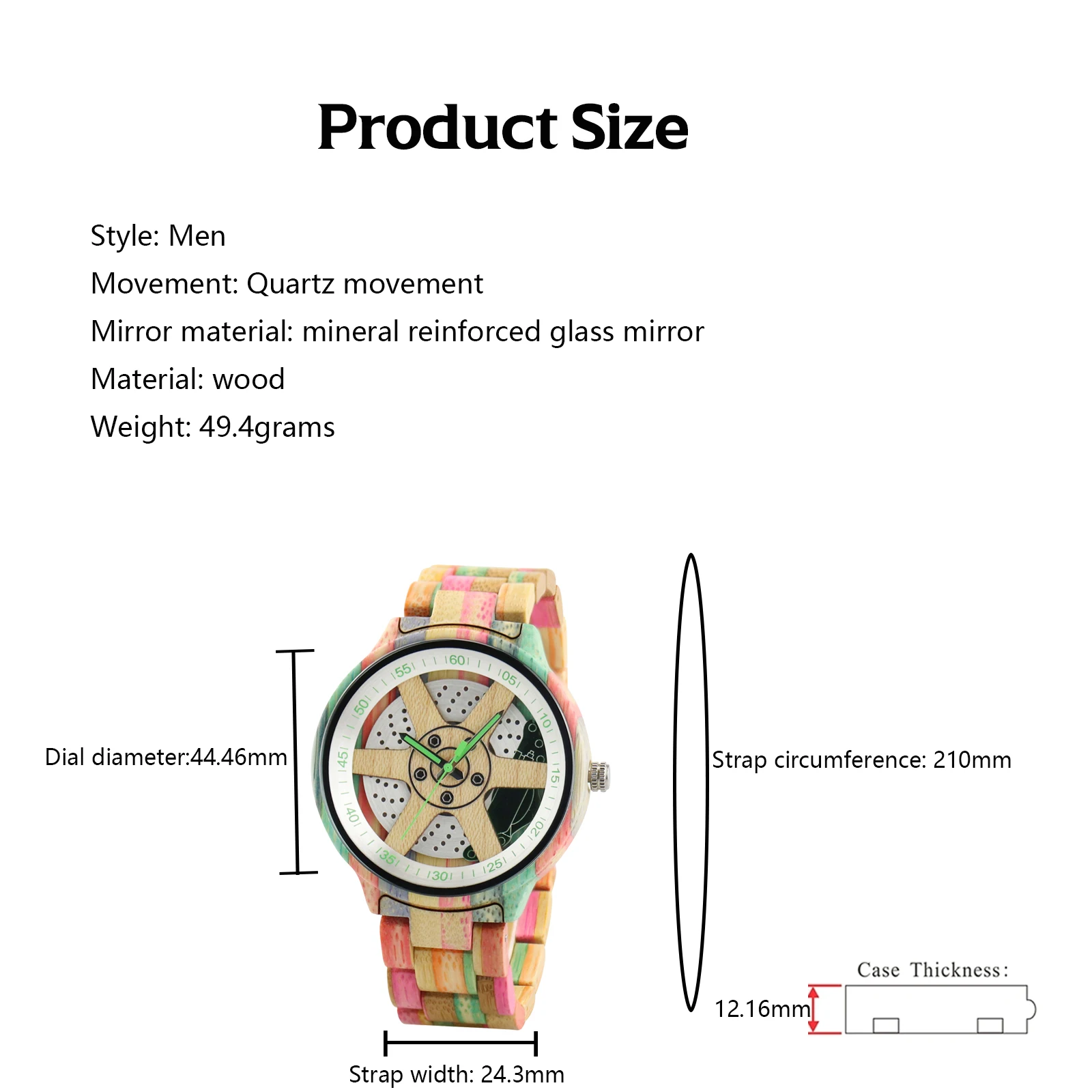 FANDAO Simple Men's and Women's Wooden Strap Round Dial Quartz wristwatches, Great Gift，men's bracelet
