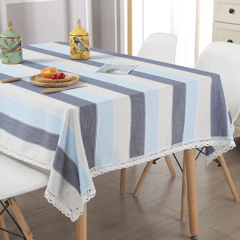 

Cotton and linen small fresh household square dining table cloth, tea table linen tablecloth