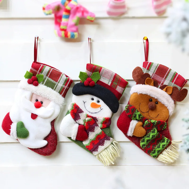 

2024 20cm Christmas gift bag Christmas tree decorations Christmas stockings holiday Christmas pendant Christmas elk candy bag