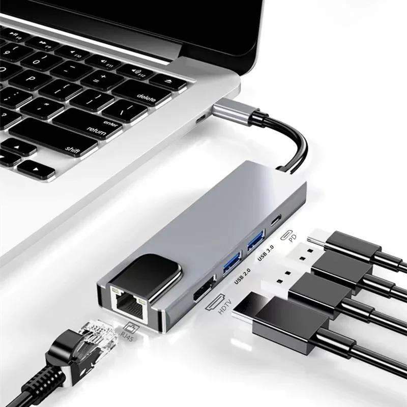 USB C Hub Adapter Laptop Type C 11 in 1 RJ45 Connector VGA Cable Display Port to HDMI Compatible OTG