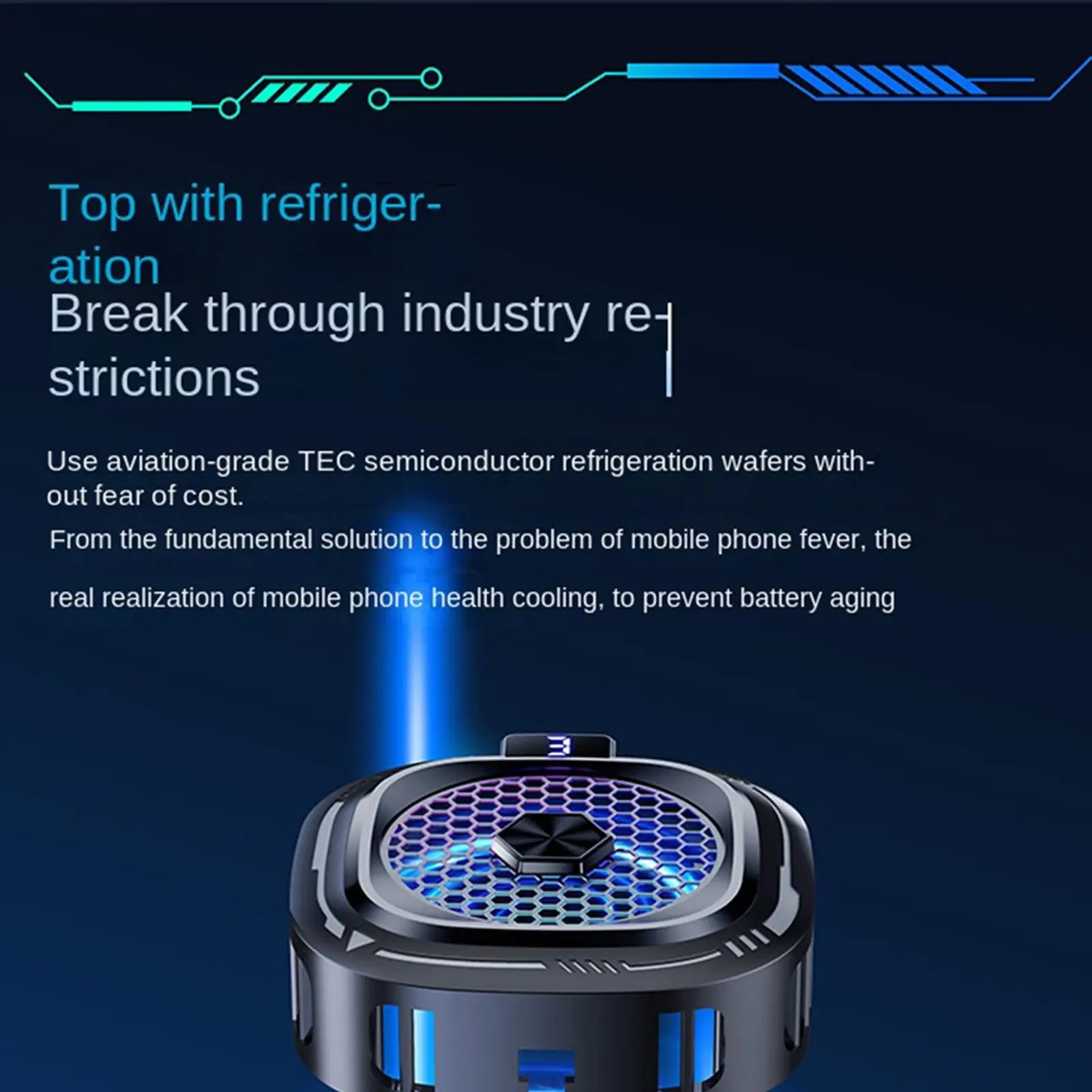 폰 쿨러 10W 마그네틱 스마트폰 히트싱크 3단계 스마트폰 냉각 팬 RGB 조명 포함 게임 라이브 스트리밍 비디오용