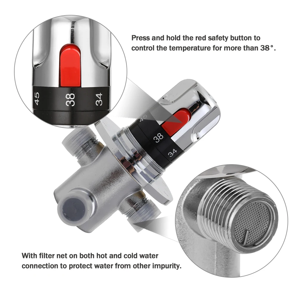 Brass Pipe Thermostatic Mixing Valve Constant Water Temperature Shower Heater Faucet Valve Thermostat Bathroom Kitchen Tap faucet valve thermostatic mixing valve