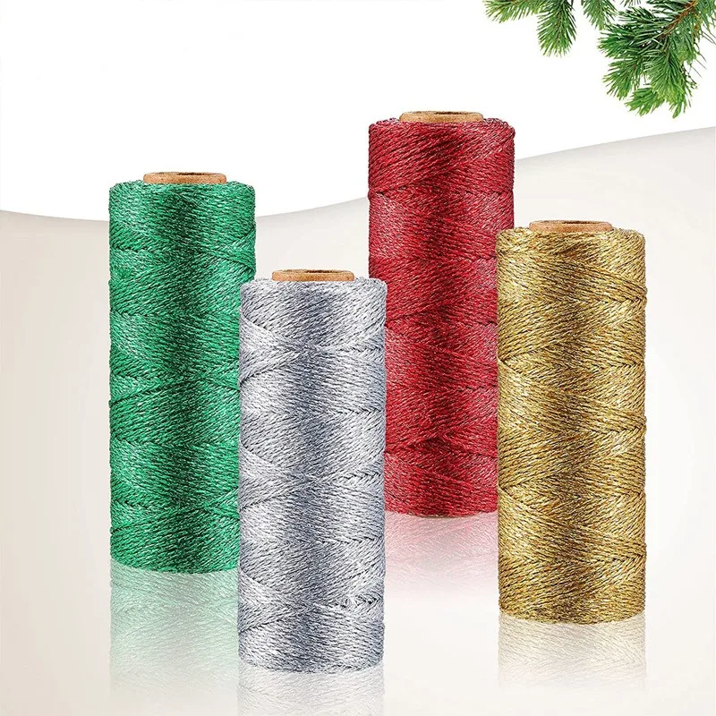Metallic bakers twine string 1mm 100 meters for DIY crafts packing materials decorative wrapping gold silver cords thread