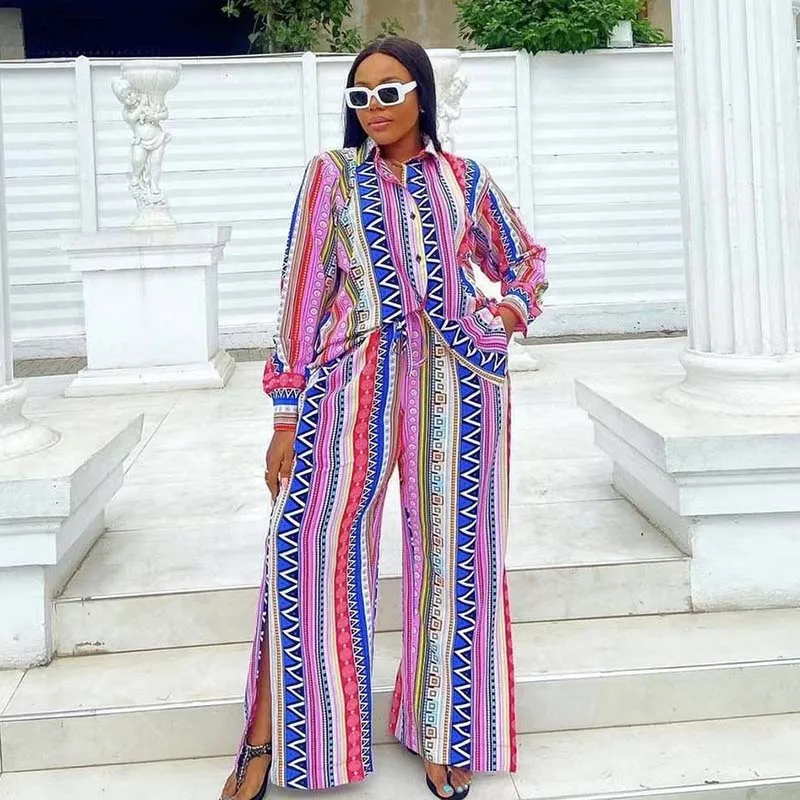 

2023 Summer New In Matching Sets for African Women Elegant Print Dashiki Clothes Design Nigeria Female 2 Piece Casual Outfits