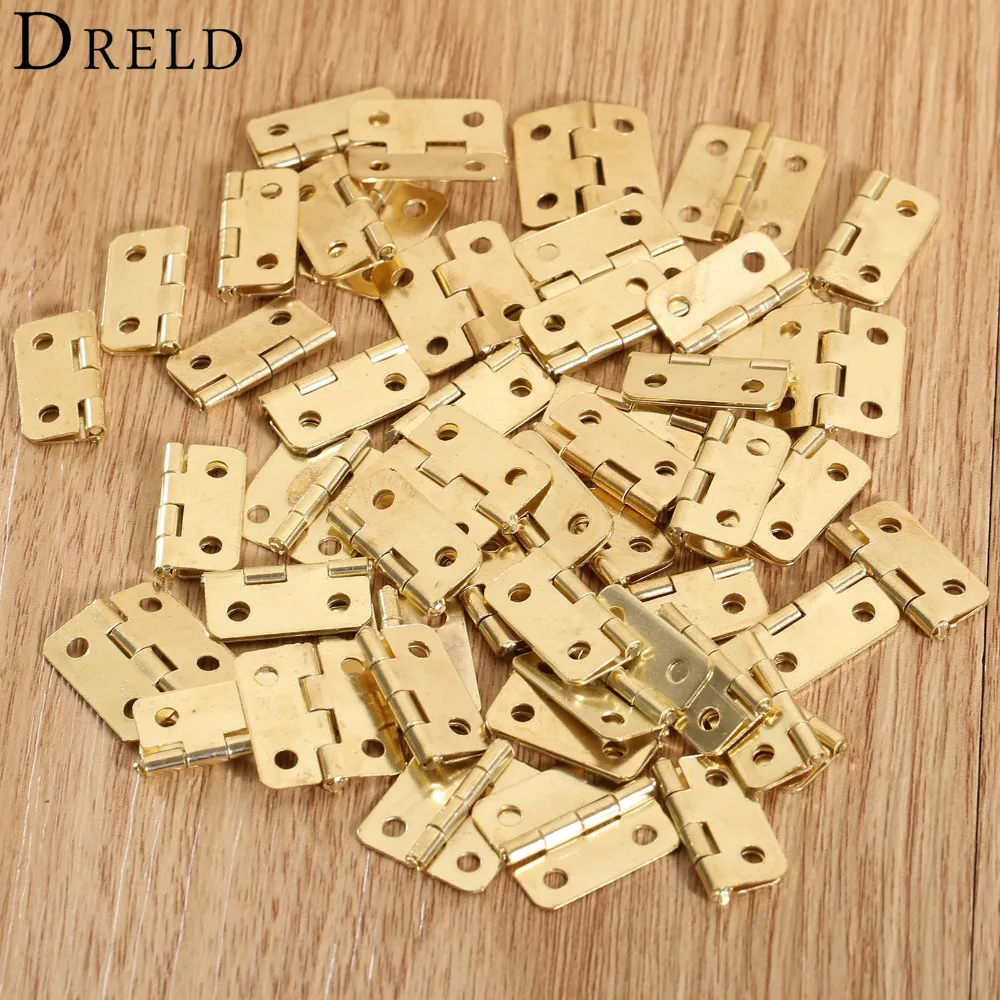 Kitchen Cabinet Door Hinges Furniture Accessories 4 Holes Gold Drawer Hinges 50Pcs for Jewelry Boxes Furniture Fittings