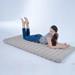 Colchón inflable para acampar al aire libre, cama de aire flocado portátil, pausa para el almuerzo, cama inflable plegable gruesa y resistente al desgaste