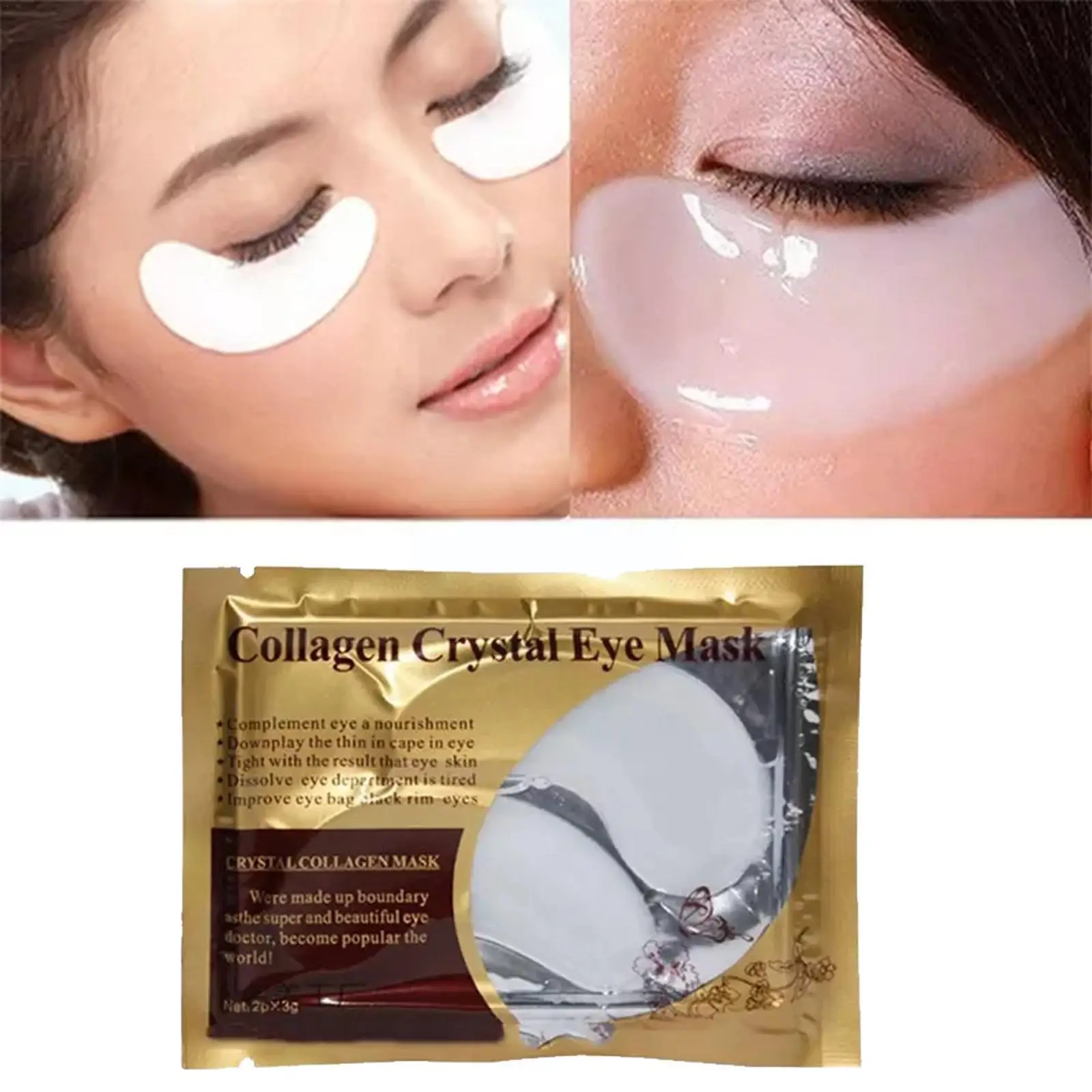 

1 Pair Gold Crystal Collagen Eye Mask United Anti Wrinkle Nourishing Eye Anti Aging Hot Skin Eye Moisturizing Sale Patch Ca C6S1