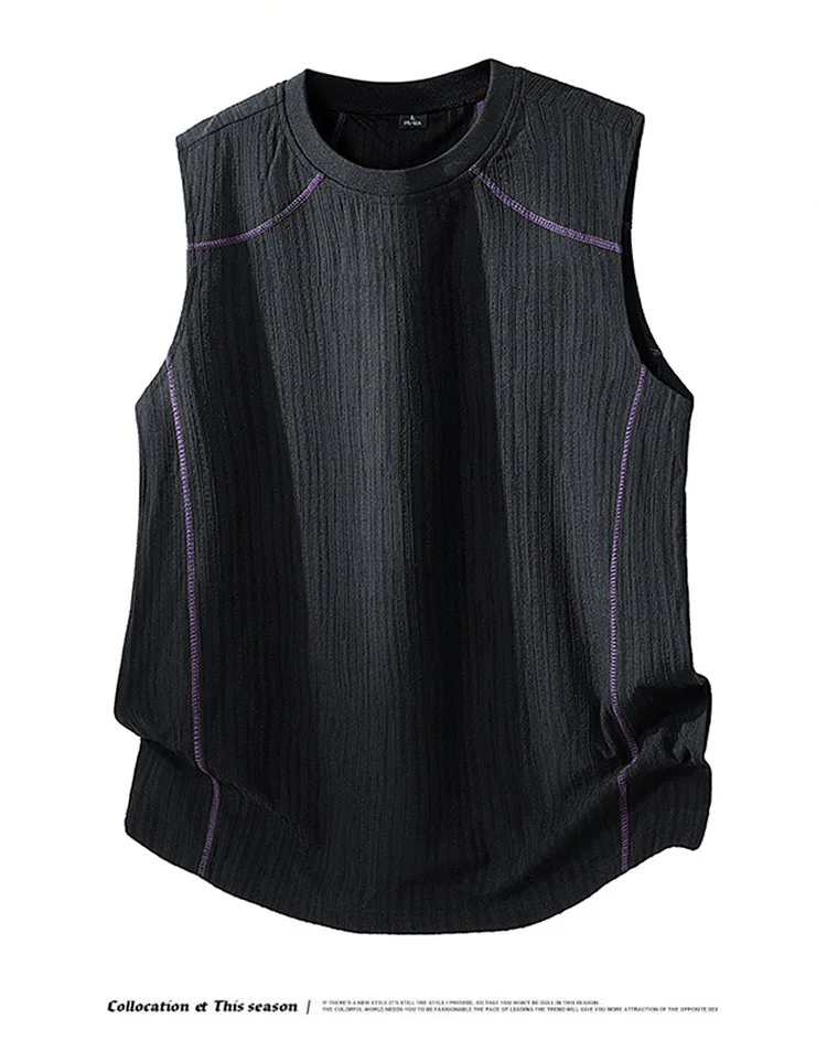 Herren Fitness Basketball Uniform Set Sommer Einfarbig Ärmelloses Tanktop Shorts Zweiteiliges Sportbekleidungs-Outfit – Detail 17
