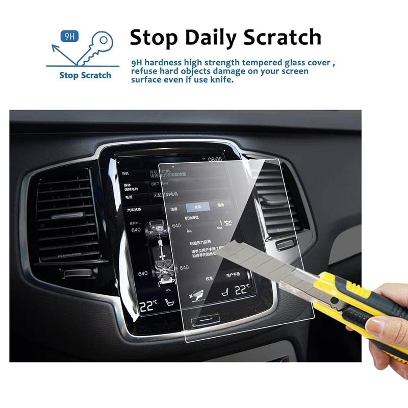2 PCS Car GPS Navigation Screen Film + Rear Climate A/C Screen Tempered Film For Volvo XC40 XC60 XC90 V90 V60 2016-2021 - 2