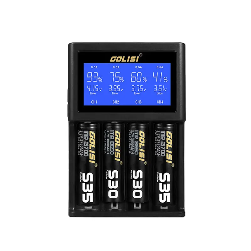 Original Golisi s2 s4 s6 Carregador de Bateria 2a Lcd Carregador Inteligente para 18650 21700 20700 aa Aaa Bateria Li-ion Recarregável - Image 4