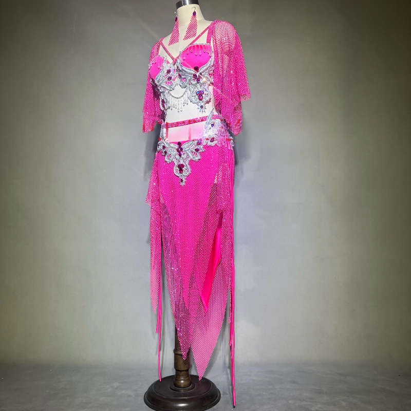 BellyDance Performance Kostüm Senior AB Stones BH + Quastenrock BALADI SHAABI Kostüm Trommel Maßgeschneidertes Tänzer-Wettbewerbs-Outfit – Detail 3