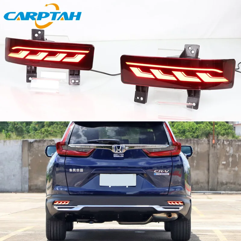 

2PCS LED Rear Fog Lamp For Honda CRV CR-V 2020 2021 Car LED Bumper Light Brake Light Turn Signal Reflector 3-in-1 Functions