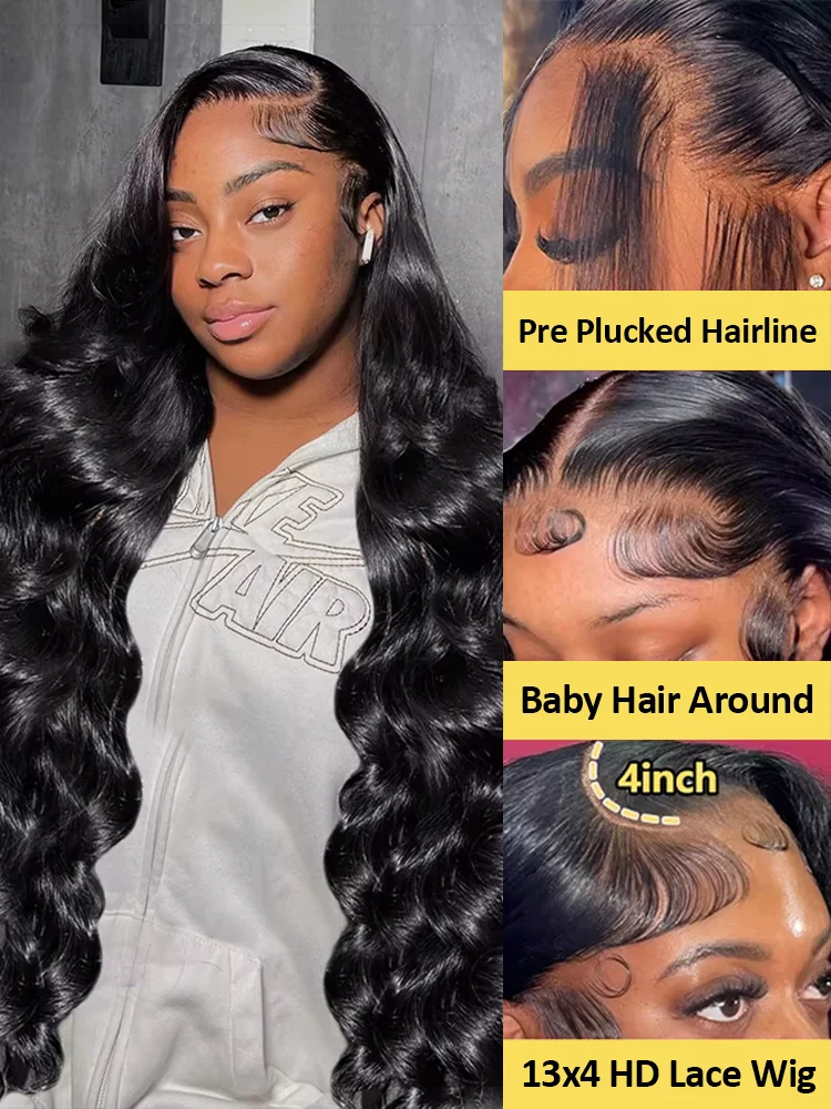 30 40 Inch 13x6 Body Wave Lace Frontal Human Hair Wig Pre Plucked 13x4 HD Transparent Lace Front Wigs Brazilian For Black Women