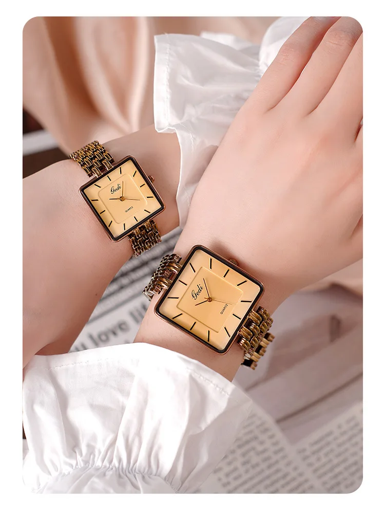 Men Watch Business Simple Square Couple Watches Waterproof Stainless Steel Premium Ultra Thin Women Fashion Quartz Wristwatches