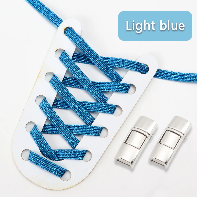 Colorful No-Tie Elastic Shoelaces with Glitter Finish