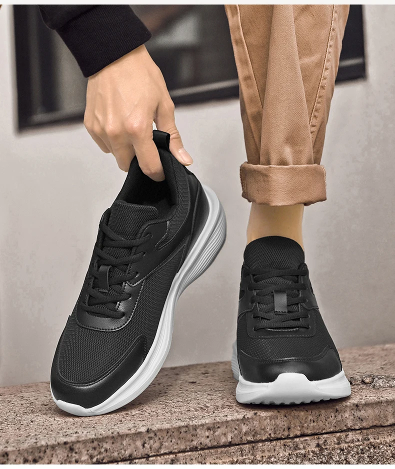 Herren Mode Höhenerhöhende Sneaker Atmungsaktives Mesh Höhenerhöhende Schuhe Mikrofaser-Sohle Bequeme Outdoor-Wanderschuhe – Detail 13