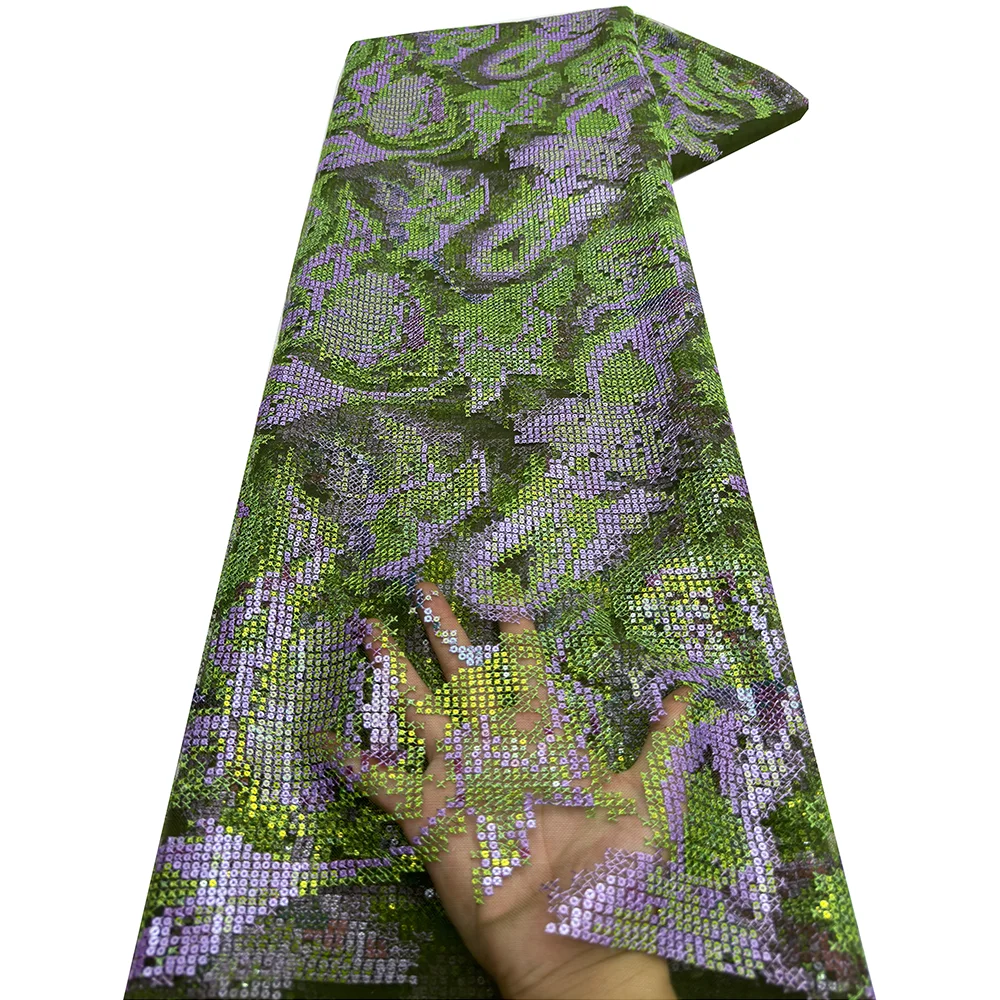 قماش دانتيل شبكي أفريقي مطرز عالي الجودة لعام 2025...